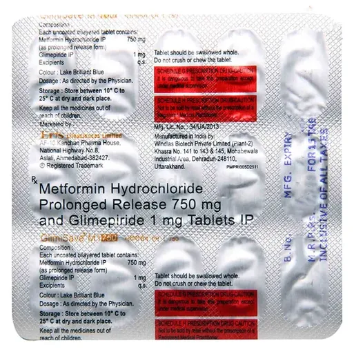 glimisave m 1/750mg tablet 15's